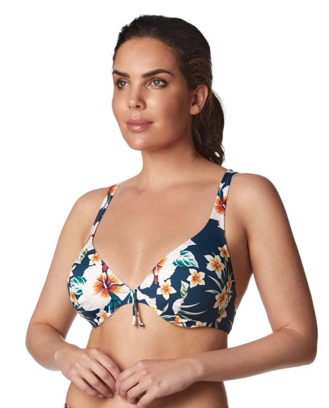 Top bikini capacidad escotado con aros tropical