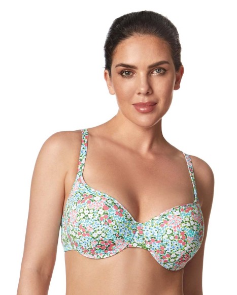 Top bikini capacidad con copas y aros estampado Bloom