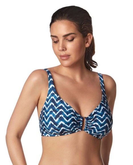 Top bikini capacidad triangular con copa estampado turquoise