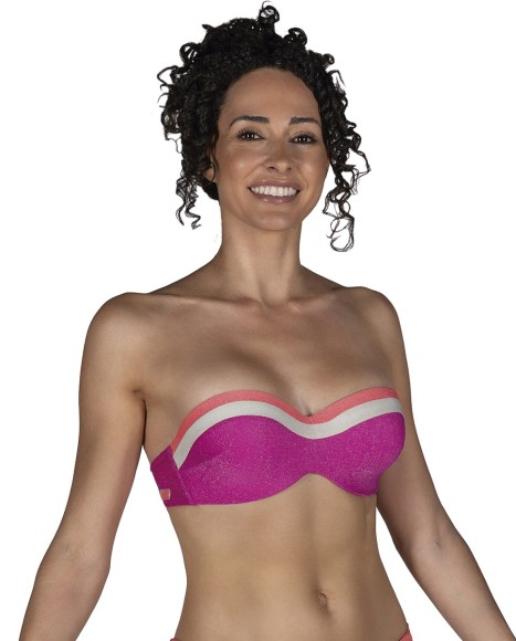 Top bikini bandeau con copa Santorini
