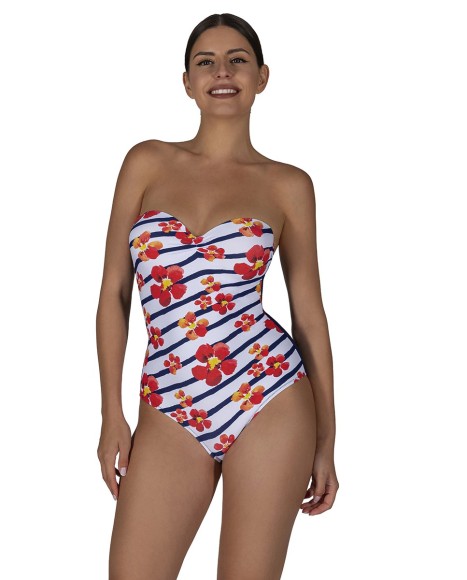 Bañador mujer bandeau espalda regulable con copa hawai