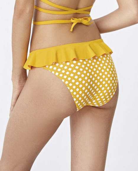 Braga bikini básica con camal alto amarillo