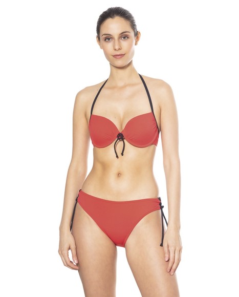 Top bikini con copa liso Rojo Rojo