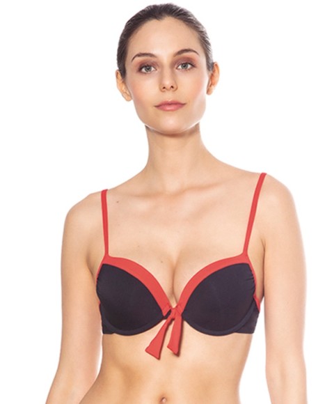 Top bikini push up liso Rojo negro