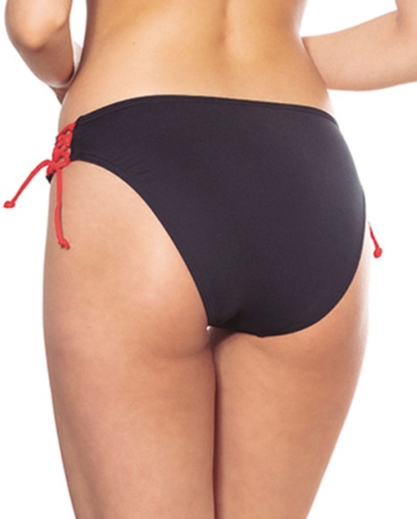 Braga bikini lisa con lazo zig zag en el lateral Rojo negro