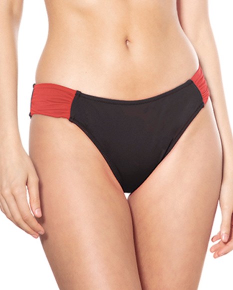 Braga bikini lisa con tiras al costado Rojo negro
