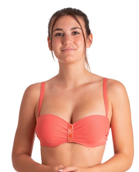 Top bikini bandeau con copa y aro Ipanema naranja