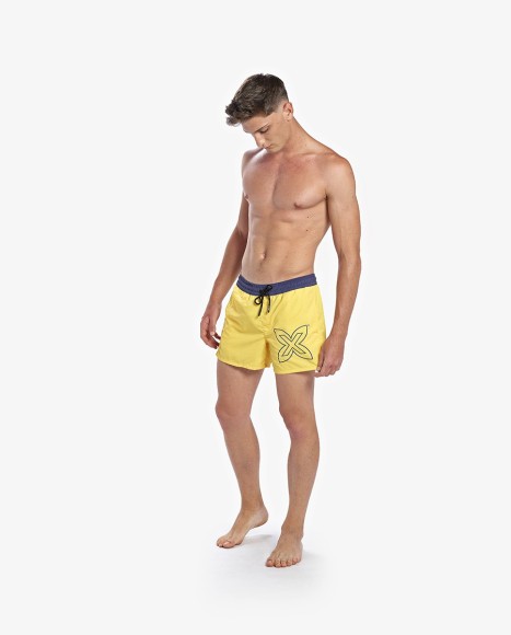 Bañador bermuda hombre corto Retro amarillo | Bikini &