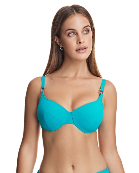 Top bikini capacidad con copas y aros Milos turquesa