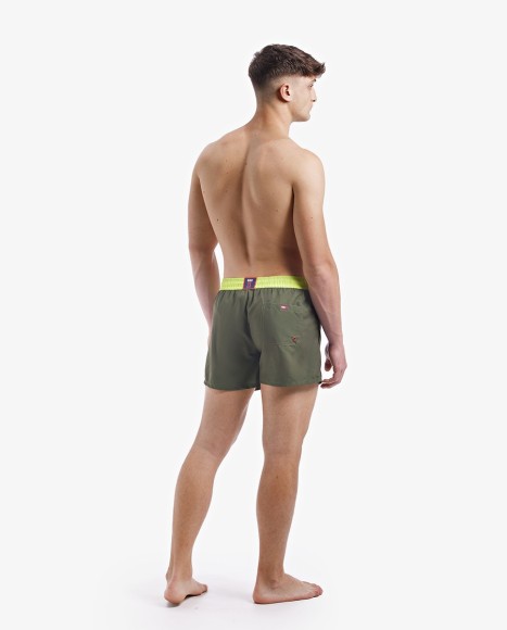 Bañador bóxer hombre con cintura a contraste glam caqui Bañador bóxer hombre con cintura a contraste glam caqui