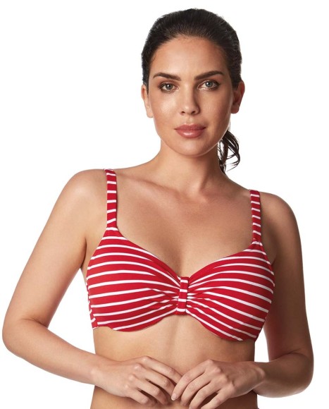 Top bikini corte sisa capacidad con aros marine rojo