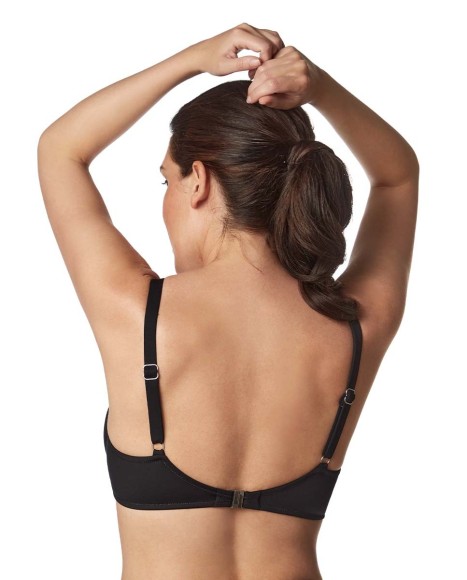 Top bikini capacidad escotado reforzado en espalda y bajo pecho negro