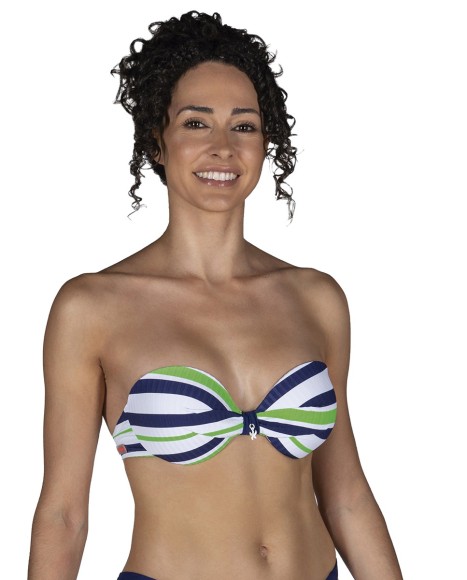 Top bikini bandeau con copa Berbes verde