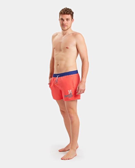 Bañador hombre corto con logotipo estampado Casual coral