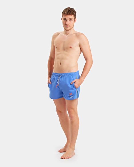 Bañador hombre corto con logotipo estampado Fun azul
