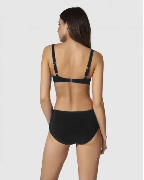 Top bikini corte vertical clásico con aro Canea negro