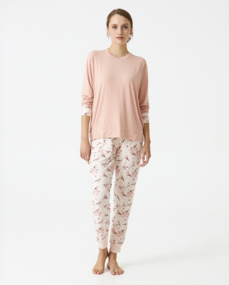 Pijama señora modal estampado combinado Pink