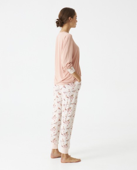 Pijama señora modal estampado combinado Pink