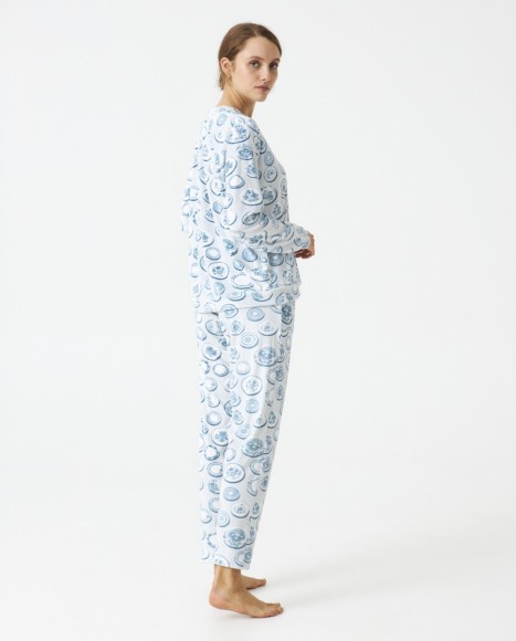 Pijama señora terciopelo estampado circular Turquoise Pijama señora terciopelo estampado circular Turquoise