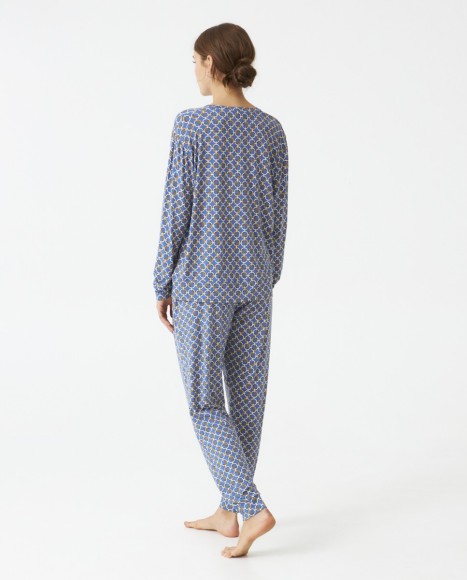 Pijama señora modal estampado geométrico Blue