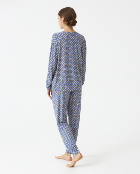 Pijama señora modal estampado geométrico Blue Pijama señora modal estampado geométrico Blue