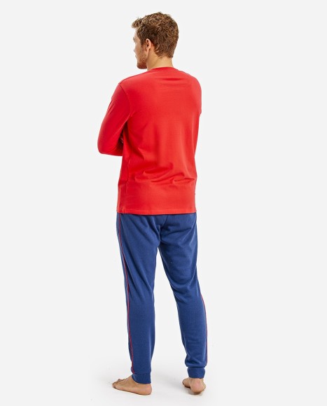 Pijama hombre de color rojo y azul marino Retro