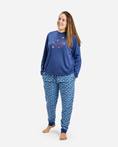 Pijama mujer color azul marino y estampado liberty Casual