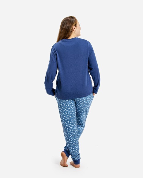 Pijama mujer color azul marino y estampado liberty Casual