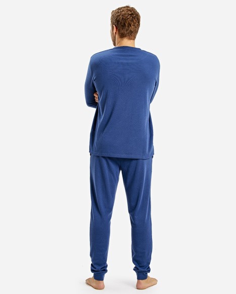 Pijama hombre color azul marino con logotipo frontal Casual