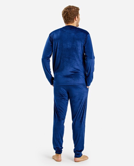 Pijama hombre de terciopelo en color marino Fun