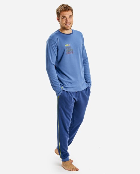 Pijama hombre color azul grisáceo y marino Fun