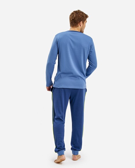 Pijama hombre color azul grisáceo y marino Fun