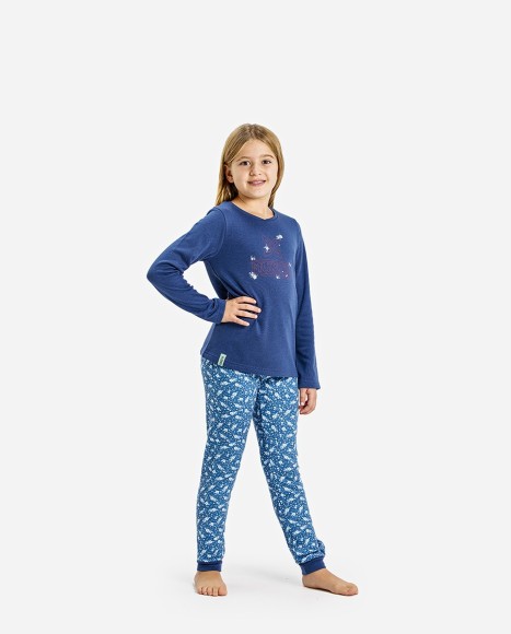 Pijama de niña color azul marino y estampado liberty Casual