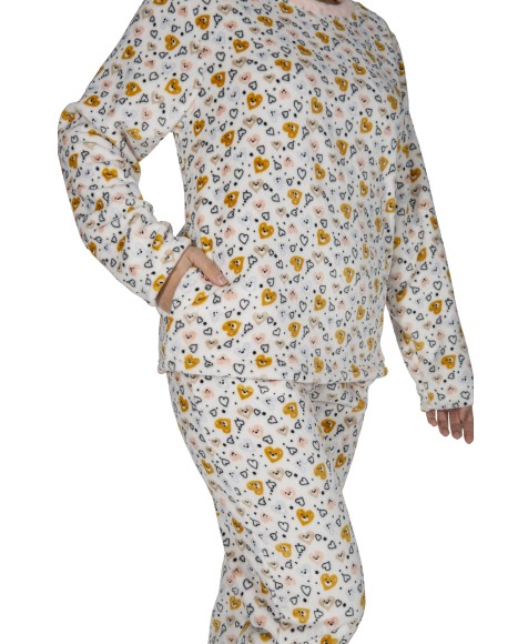 Pijama mujer de coralina estampado Sleeping Teddy