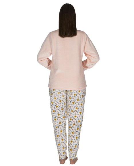 Pijama mujer de coralina combinado rosa Sleeping Teddy