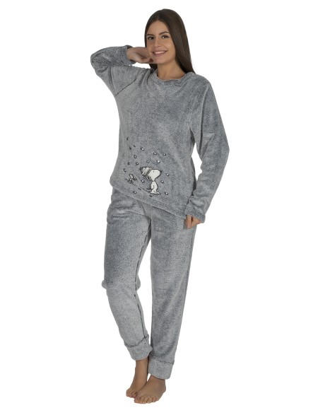 Pijama mujer de coralina gris Snoopy