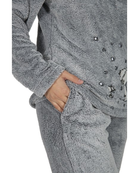 Pijama mujer de coralina gris Snoopy