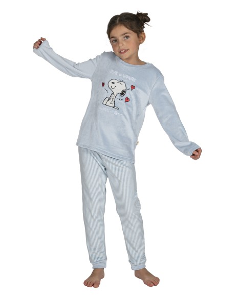 Pijama niña de terciopelo azul Snoopy