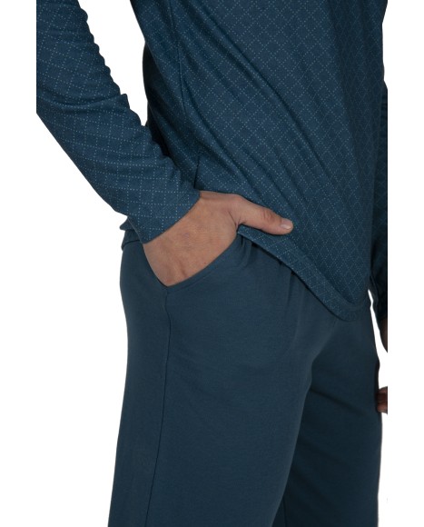 Pijama hombre azul marino con botones Wildlife style Pijama hombre azul marino con botones Wildlife style