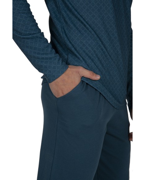 Pijama hombre azul marino con botones Wildlife style