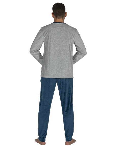 Pijama hombre de terciopelo gris y azul Velour Collection Pijama hombre de terciopelo gris y azul Velour Collection