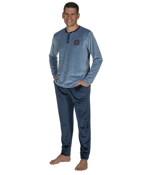 Pijama hombre de terciopelo azul Velour Collection