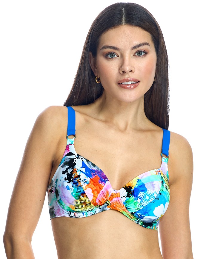 Top De Bikini Con Aros Para Mujer - Estilo Abstracto, Sin Relleno, Ajustable Y De Secado Rápido