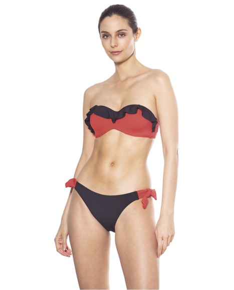 Braga bikini lisa con lazos al costado Rojo