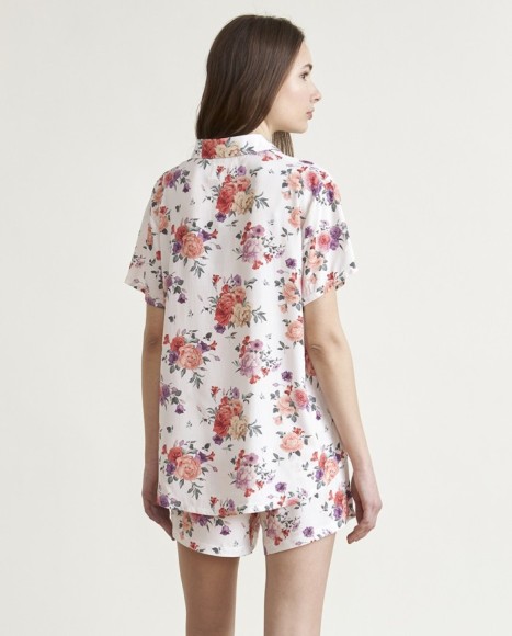 Pijama de mujer viscosa manga corta estampado floral