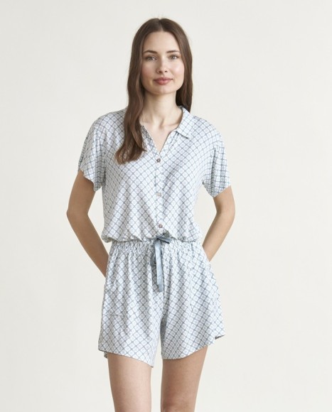 Pijama de mujer punto manga corta estampado geométrico