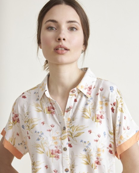 Pijama de mujer punto manga corta estampado floral