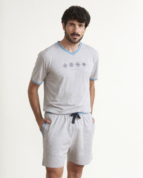 Pijama de hombre algodón cuello pico en vigoré Pijama de hombre algodón cuello pico en vigoré
