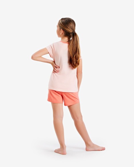 Pijama niña en tonos rosa con logotipo frontal efecto silicona