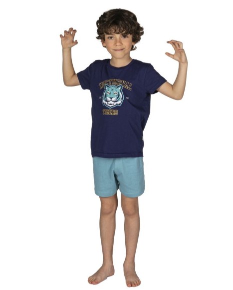 Pijama niño en azul marino con dibujo frontal
